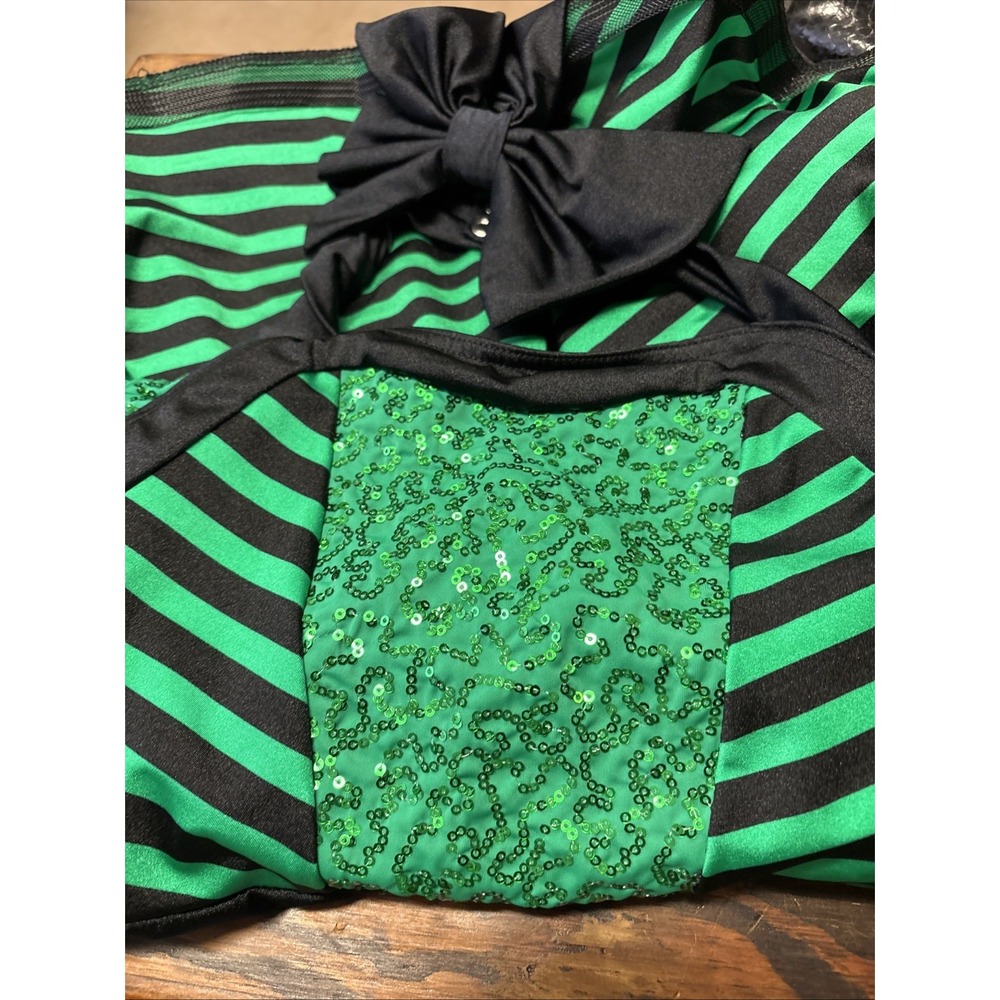 Weissman Green And‎ Black Sequins Halter Top Dance Costume  Medium Child - Picture 4 of 16